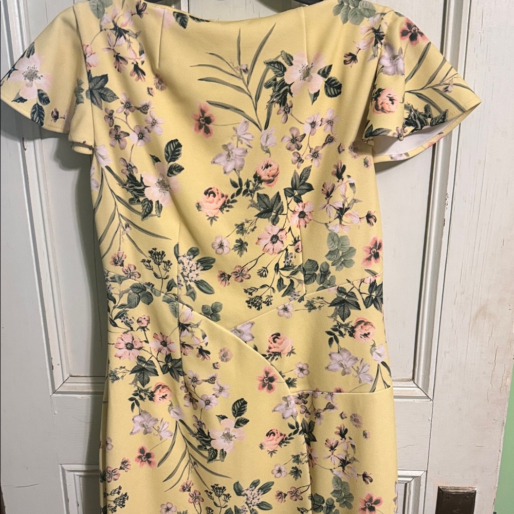 Calvin Klein Yellow Floral Midi Dress - Picture 3 of 4